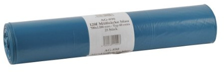 Funny LDPE Müllsäcke, 700 x 1100 mm - Typ 60 extra, blau, circa 120 L, 10er Pack (10 x 25 Stück)