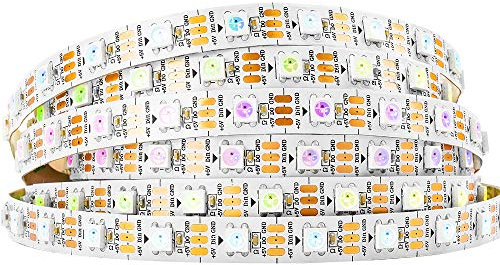 BTF-LIGHTING WS2812B IC RGB LED Strip,UL Listed,Pure Gold Wires,DC5V 16.4FT 300LED 5050SMD,Individually Addressable,Flexible for DIY Chasing Full Color Project,3M Tape,IP30(No Adapter or Controller)