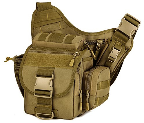 Freedom-vp Damen Herren Military Tactical Umhängetasche schlutertasche Rucksack mit Einem Gurt Sling Bags Crossbag für Radfahren Wandern Camping Freizeit(Braun)