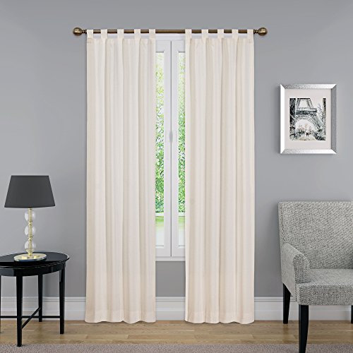 Pairs to Go Decorative Tab Top Window Curtains for Bedroom or Living Room (Double Panel), Cotton, Natural, 30 x 84