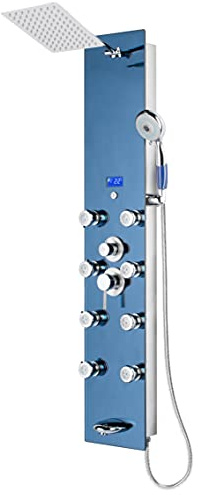 Blue Ocean 52 Stainless Steel SPS392H Shower Panel Tower System with Rainfall Shower Head and 8 Adjustable Massage Jets