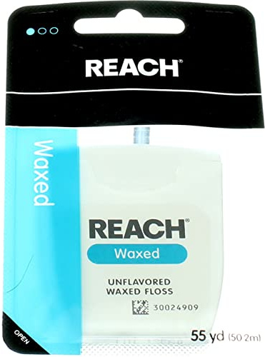 REACH Unflavored Waxed Dental Floss, 55 yds (Pack of 4)