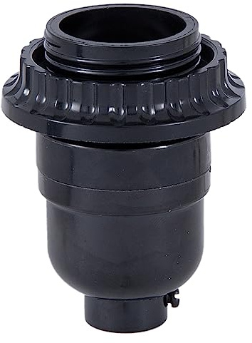 B&P Lamp® Long Keyless Black Plastic Phenolic Socket with Medium Base, Threaded Shell with Ring