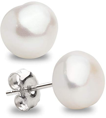 Perlenohrringe Damen Süßwasser Zuchtperle - Barockperlen - Secret & You - Perlen Ohrstecker Sterling Silber 925 - Erhältlich in 5 Größen von 9-10 mm bis 13-14 mm