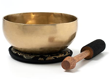 Tibetische Klangschale I ca. 300 g I für Meditation, Yoga, Achtsamkeit I Inkl. Klöppel/Pad I Handgeschmiedet I Fair Trade aus Nepal