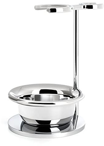 MÜHLE Rasiererset - Ständer mit Schale - Halter für Rasierer und Pinsel der Vivo und Rytmo-Serie - verchromtes Metall