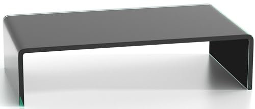 DURATABLE® Glastisch Schwarz 450 mm x 110 mm x 250 mm LCD TV Tisch TV Aufsatz Monitor Tisch TV Erhöhung Laptoptisch Glas