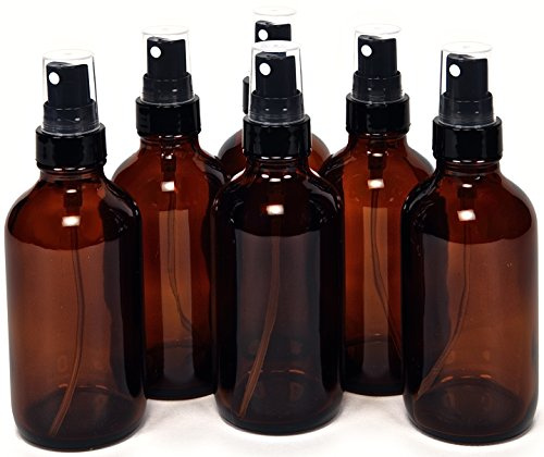 Vivaplex 6 count, amber, 4 oz glass bottles, with black fine mist sprayers