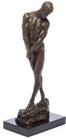 aubaho Bronzeskulptur Akt Mann Jüngling Bronze Skulptur Figur nach Rodin Kopie Replik