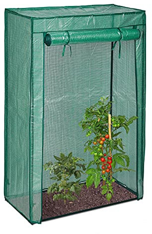 Relaxdays Serra per Pomodori, Giardino, Balcone, Telo Orto Trasparente, HLP 150x100x50 cm, Acciaio e PVC, Verde
