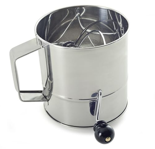 Norpro Polished 3-Cup Stainless Steel Hand Crank Sifter