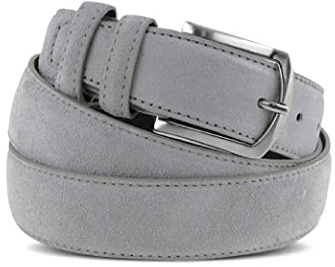 La Bottega del Calzolaio Cintura in pelle uomo camoscio classica grigio chiaro artigianale made in italy (110 cm (42/44-44/46 EU))