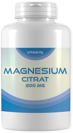 Magnesium Citrat 200 mg - 180 Tabletten | 6 Monatsversorgung - mit 200mg elementarem Magnesium ( aus Magnesiumcitrat ) - hochdosiert - vegan