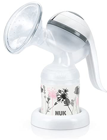NUK Jolie Handmilchpumpe, mit weichem Silikonkissen und ergonomischem Pumphebel, hohe Abpumpleistung, BPA frei, 1 Stück (1er Pack)