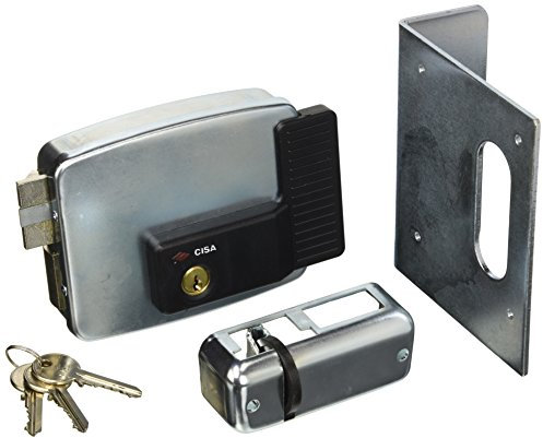 CISA 111761602, Serratura Elettrica da Applicare, Entrata 60 mm, Catenaccio a Mandate Manuali, Tettuccio Protettivo, Sottobocchetta, Mano Sinistra