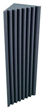 Keyhelm - Bass Traps Pannello Fonoassorbente Angolare Nero in Poliuretano 100% | Pannello Scanalato per Correzione Acustica, Densità 25 kg/m³, 25x25x100 cm, Pacco da 2 Unità | Made in Italy