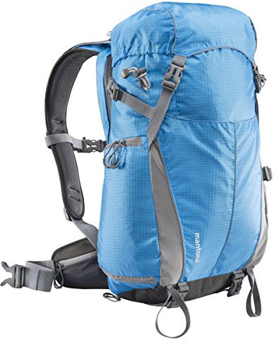 Mantona 20057 Elements Outdoor Rucksack (inkl. Regenschutzhülle, Laptop/Tabletfach, herausnehmbarer Kameratasche mit Tragegurt, geeignet für DSLR, Systemkamera, zwei Objektive und Kleinzubehör) blau