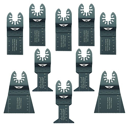 TopsTools 10pcs FAKA10F 35mm & 45mm Mixed Fast Fit Multitool Blade Kit | Compatible with DeWalt, Stanley, Black & Decker, Bosch, Fein (Non-StarLock), fast fit mixed blades cut wood, metal & plastic