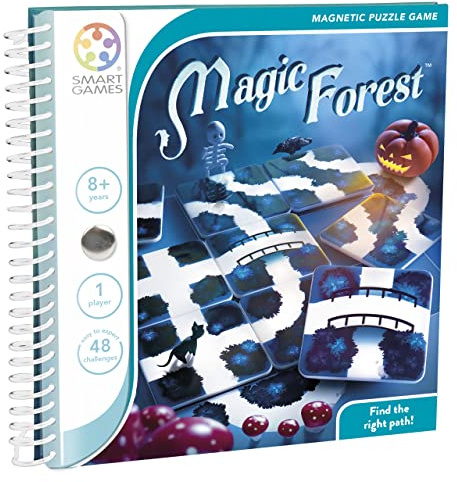 SmartGames - La Fôret Enchantée - Jeu de Voyage Magnétique - Trouvez Les Bons Chemins pour Récuperer Les Objets - 48 Défis - 1 Joueur - A partir de 6 Ans