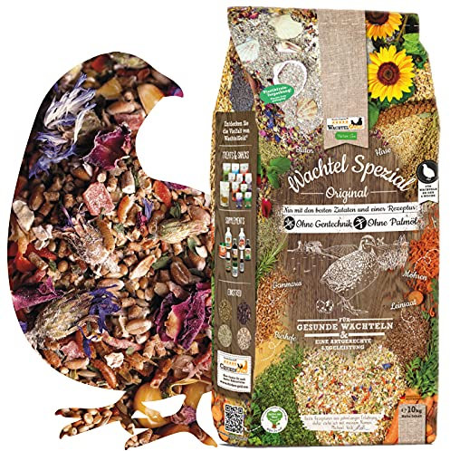 WachtelGold® Wachtel Spezial Original 2 × 10 kg – Artgerechtes Premium-Wachtelfutter mit Kräutern, Blüten & Superfoods – Vorratspack zum Vorteilspreis