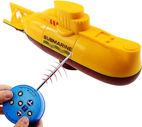 Escomdp Mini RC Submarine Radio Controlled Remote Control Boat Electric Waterproof Diving Fish Tank Water Kids Birthday Gifts (Yellow)