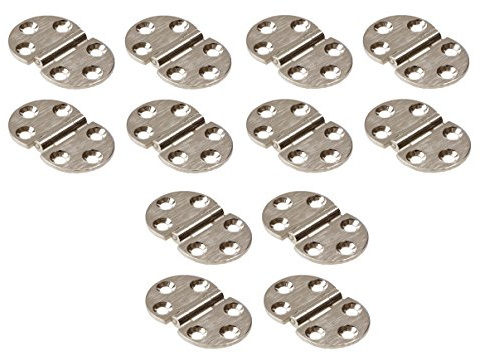GedoTec® Klappenscharnier Möbelscharnier Aufschraubband Scharnier Klappenbeschlag VARIO für Holzklappen | Stahl vernickelt matt | Öffnungswinkel 270° | zum Schrauben (12 Stück)