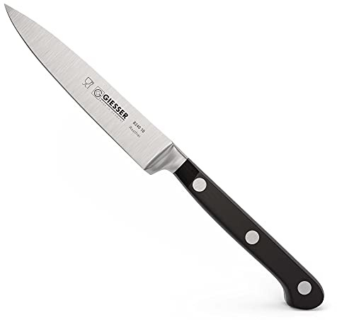 Giesser seit 1776 - Made in Germany - Spickmesser geschmiedet schwarz Skyline black, 10 cm, Officemesser genietet, rostfrei, spülmaschinengeeignet