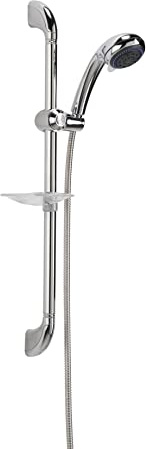 Croydex Complete Shower Kit with 3 Spray Patterns & 71cm Riser Rail | Sturdy Shower Head | Rub Clean Nozzles | Adjustable Height with Slider | Soap Dish Included | 1.5m Hose