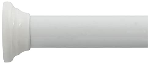 Spirella Teleskopstange Decor | Duschvorhangstange ohne Bohren | Spannstange, durch Drehen verstellbar, sicherer Halt | als Duschstange, Kleiderstange | Weiß 125-220 cm, White, Diamètre 25mm