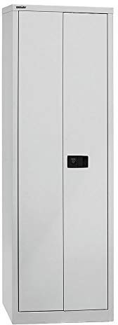 BISLEY Flügeltürenschrank Universal, 4 Fachböden, 5 OH, B 600 mm, Metall, 645 Lichtgrau, 40 x 60 x 195 cm