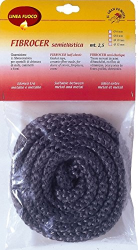 SIGILL, Fibrocer Tonda, Guarnizione in Chiusura in Fibra di Vetro per Sportelli di Stufe e Forni, Ottima Flessibilità, Color Grigio-acciaio, Made in Italy, Rotolo da 2,5m ø 10mm