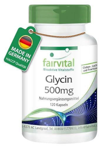 Fairvital | Glycine 500mg - Vegan - HIGH Dosage - 120 Capsules - Amino Acid