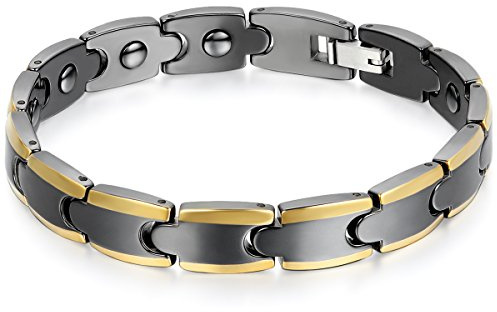 JewelryWe Schmuck Herren Armband, Keramik Porzellan, 11mm Breit Klassiker Poliert Link Magnetarmband Armkette, Schwarz Weiß