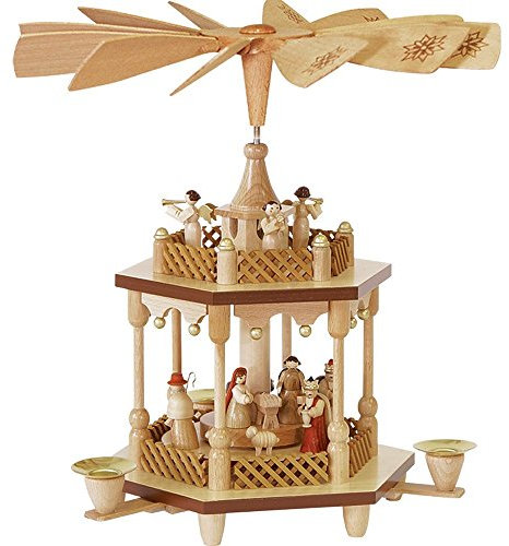Piramide natalizia dei Monti Metalliferi Richard Glaser Seiffen - Nascita di Cristo, 1 piano, colore naturale 01371