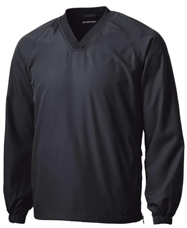 SPORT-TEK Unisex V-Neck Raglan Wind Shirt | Lightweight Windbreaker Jacket for Men & Women, Pullover Spring Jacket Graphite