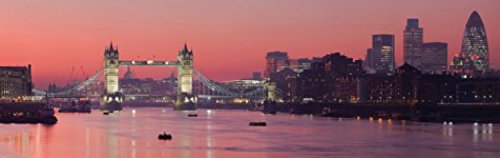 1art1 Londres Atardecer Rojo sobre El Támesis, 1 Parte Fotomural Autoadhesivo 240x75 cm