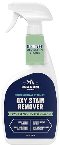 Rocco & Roxie Oxy Stain Remover - Oxygen Powered Carpet Cleaner Spray - Pet Stain Remover for Carpet, Spot Cleaner for Upholstery, Couch, Laundry, Rug, Clothes, Car Seat, Mattress, Sofa, and More