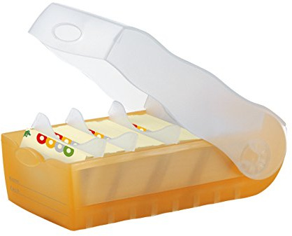 HAN 997 Karteibox CROCO DIN A7 quer mit 5 Stützplatten und 100 Karten (transluzent-orange, 3 Boxen Spar-Set)