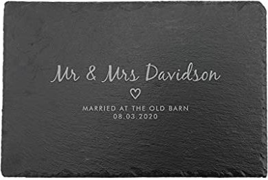 Personalised Slate Cheese Board - Wedding Name, Date and Venue - Personalised Wedding/Anniversary Gift - 30x20cm
