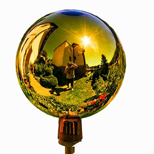 Lauschaer Glaskunst-Gartenkugel Thüringer Rosenkugel - 18 cm - Gold