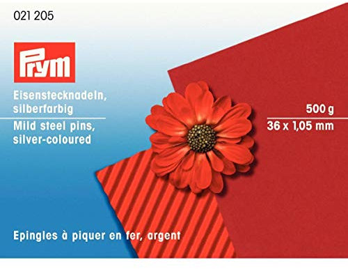 Prym 021205 Stecknadeln, 1,05 x 36mm, silberfarbig, Eisen, 36 x 1,05mm