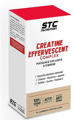 STC NUTRITION - Creatine Efferberscent Complex- A base de Créatine, Glutamine, Arginine, Taurine et Caféine - Aide à améliorer les capacités physiques - Tube de 30 comprimés - Cure de 5 à 15 jours
