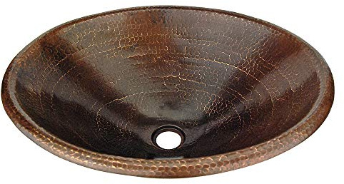 Premier Copper Products LO20RDB Master Bath Oval Self Rimming Hammered Copper Bathroom Sink, Oil Rubbed Bronze