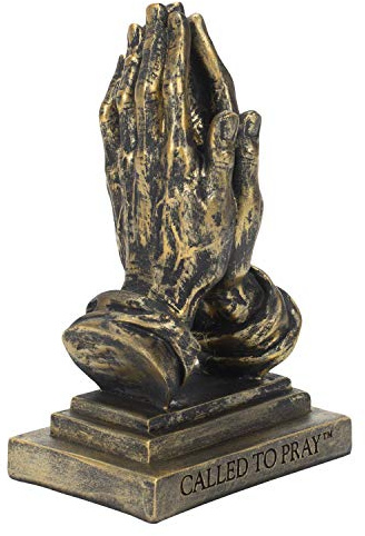 Dicksons Called to Pray Praying Hands 5 x 3.25 Antique Bronzetone Resin Stone Table Figurine