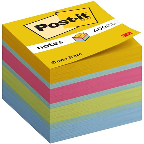 Post-it Mini Würfel, Ultrafarben, 51 x 51 mm, 400 Blatt - Selbstklebende Notizzettel für Notizen, To-Do-Listen und Erinnerungen