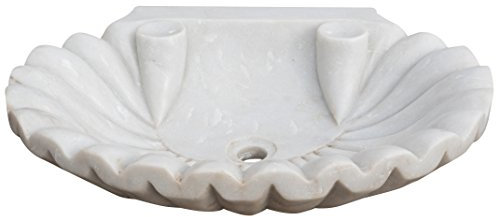 Biscottini Lavandino Rettangolare con Foro di Scarico Classico Elegante Lavello Lavabo Acquaio Arredo Bagno da appoggio da esterno da giardino in Marmo e Pietra finitura colore bianco anticato L64XPR50XH15 CM