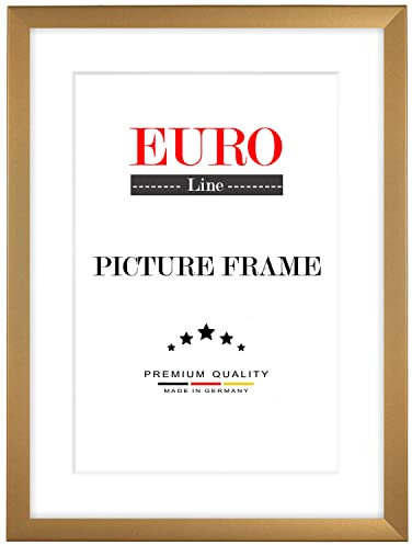 EUROLine35 Cadre photo en bois 30 x 13 cm sur mesure - couleur: Or uni | taille sélectionnable | avec verre acrylique antireflet | Cadre pour photo | Affiches | puzzle