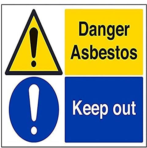VSafety Warnschild, Englische Aufschrift: „Danger Asbest Keep Out“, Querformat, 400 x 300 mm, 1 mm starrer Kunststoff