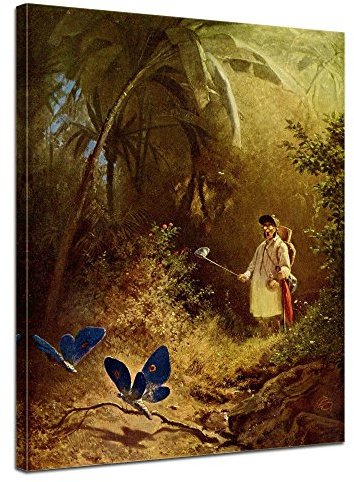 Bilderdepot24 Bild auf Leinwand | Carl Spitzweg Der Schmetterlingsfänger in 30x40 cm als Wandbild | Wand-deko Dekoration Wohnung alte Meister | 180123-30x40