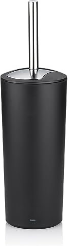 kela Scopino per WC nero opaco con contenitore 36,5 cm, spazzola per WC MARTA con testina intercambiabile, set spazzola per WC